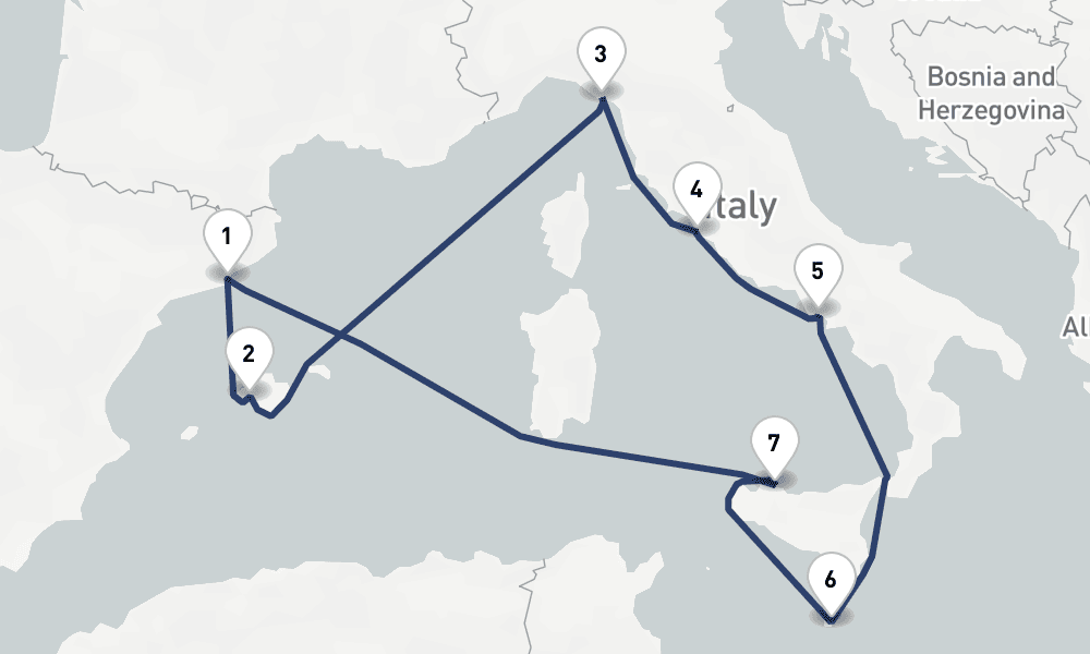 10 days, round-trip Italy, Spain Malta 11日間