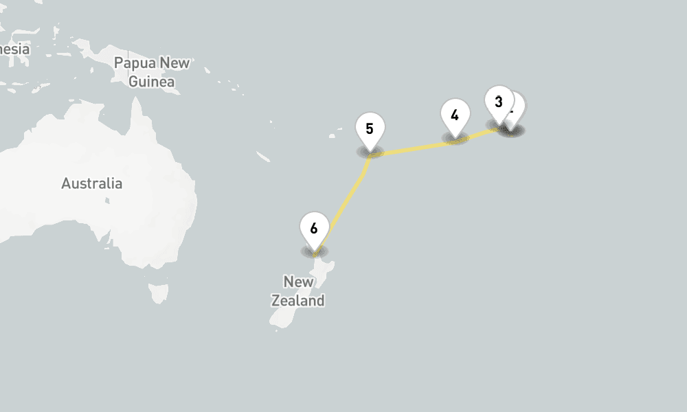 13 days, one-way from Papeete to Auckland 14日間