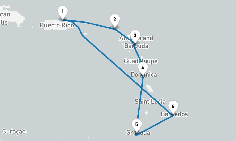 7 days, round-trip Southern Caribbean with Barbados and Antigua 8日間