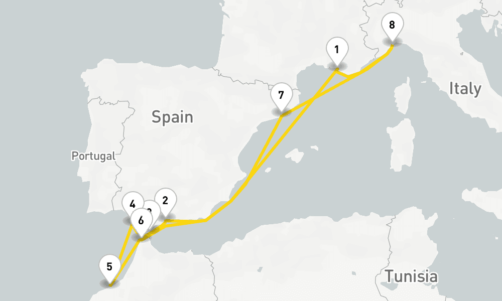 10 days, round-trip Western Mediterranean from Marseilles 11日間