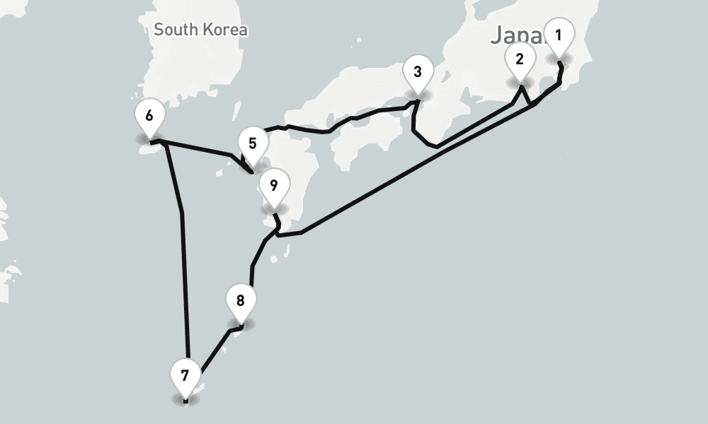 12 days, round-trip Tokyo To Tokyo 13日間