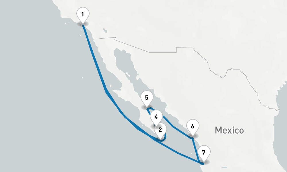 11 days, round-trip Baja Peninsula Sea of Cortez 12日間
