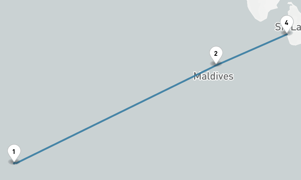 6 days, one-way from Mahe Island Seychelles to Colombo 7日間