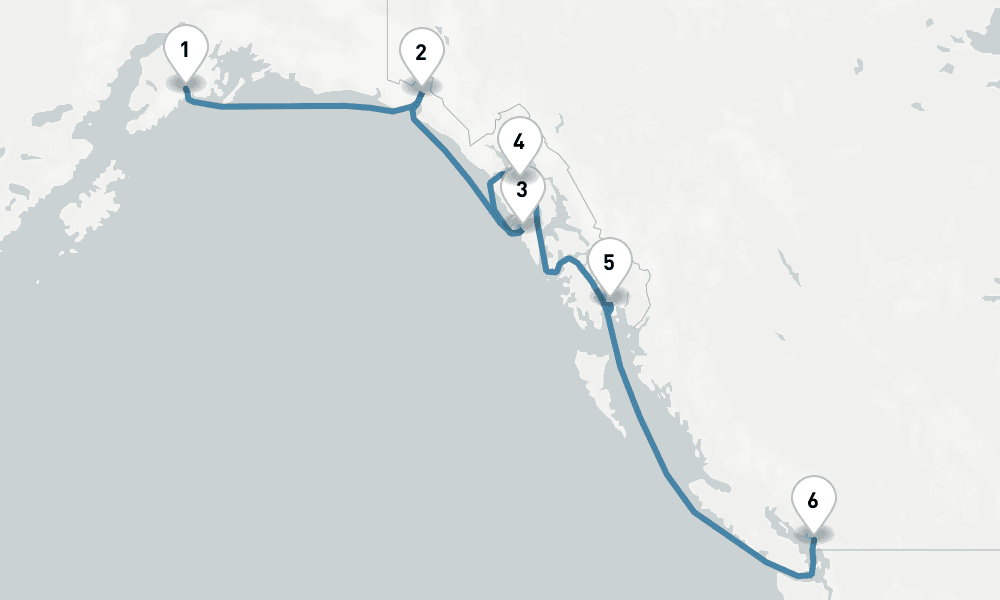 6 days, one-way from Seward to Vancouver 7日間