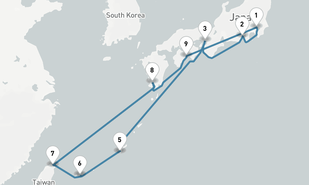 13 days, round-trip Asia - Tokyo To Tokyo 14日間