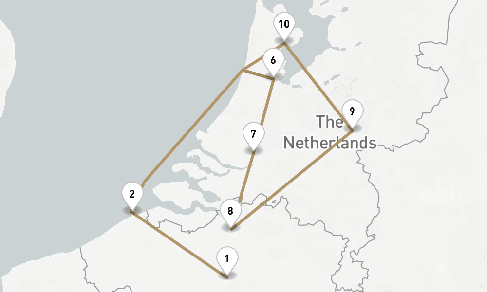 12 days, one-way from Brussels to Amsterdam 13日間