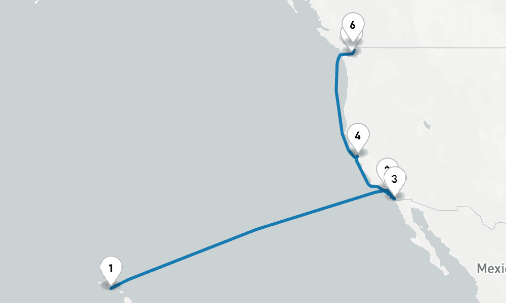 12 days, one-way from Honolulu to Vancouver 13日間