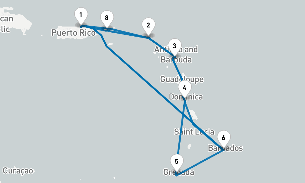 14 days, round-trip Southern Caribbean Adventurer 15日間