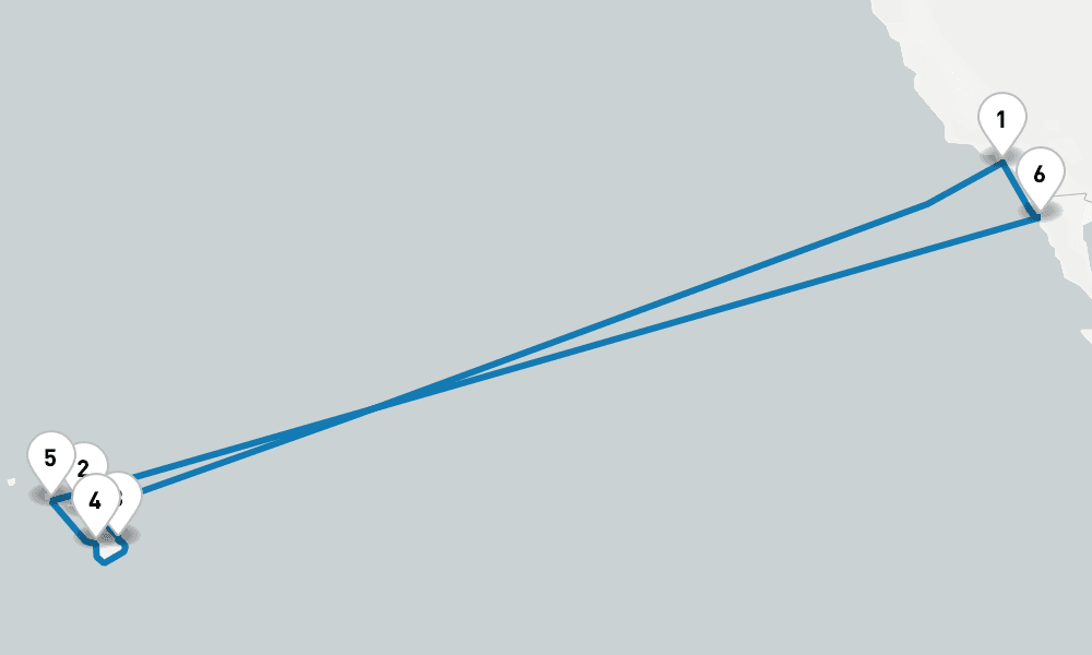 16 days, round-trip Hawaiian Islands 17日間