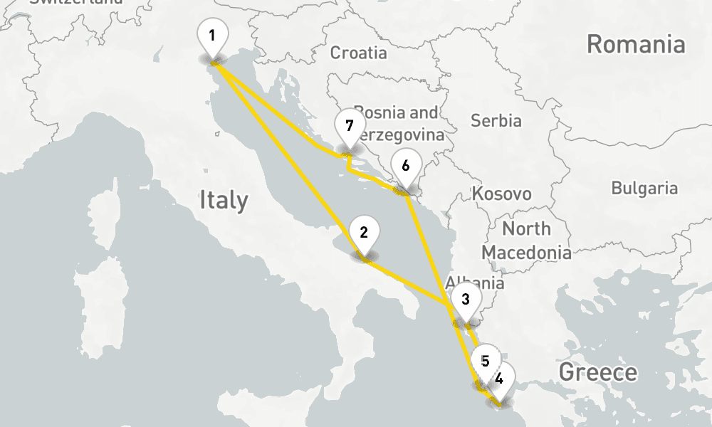7 days, round-trip Eastern Mediterranean from Marghera Venice 8日間