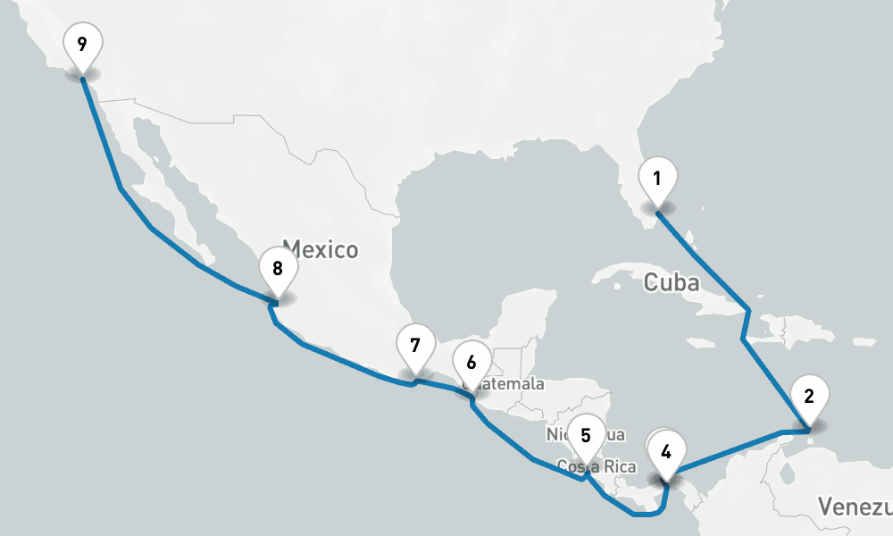 16 days, one-way from Fort Lauderdale to Los Angeles 17日間