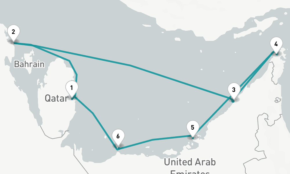6 days, round-trip Doha, Qatar to Doha, Qatar 7日間