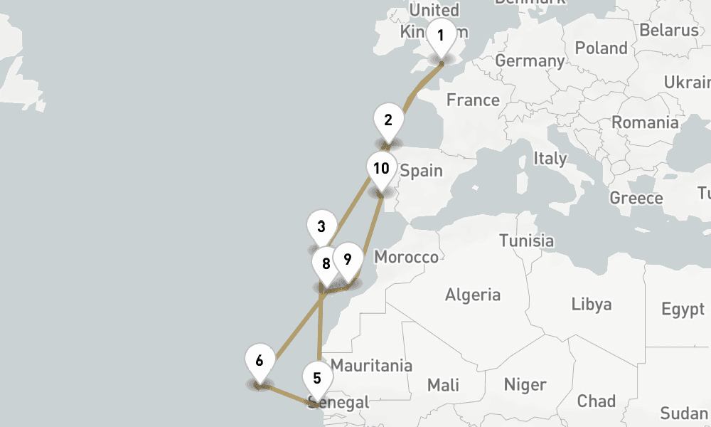 21 days, round-trip Spain 22日間