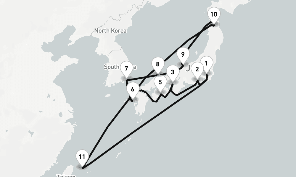 14 days, round-trip Tokyo To Tokyo 15日間
