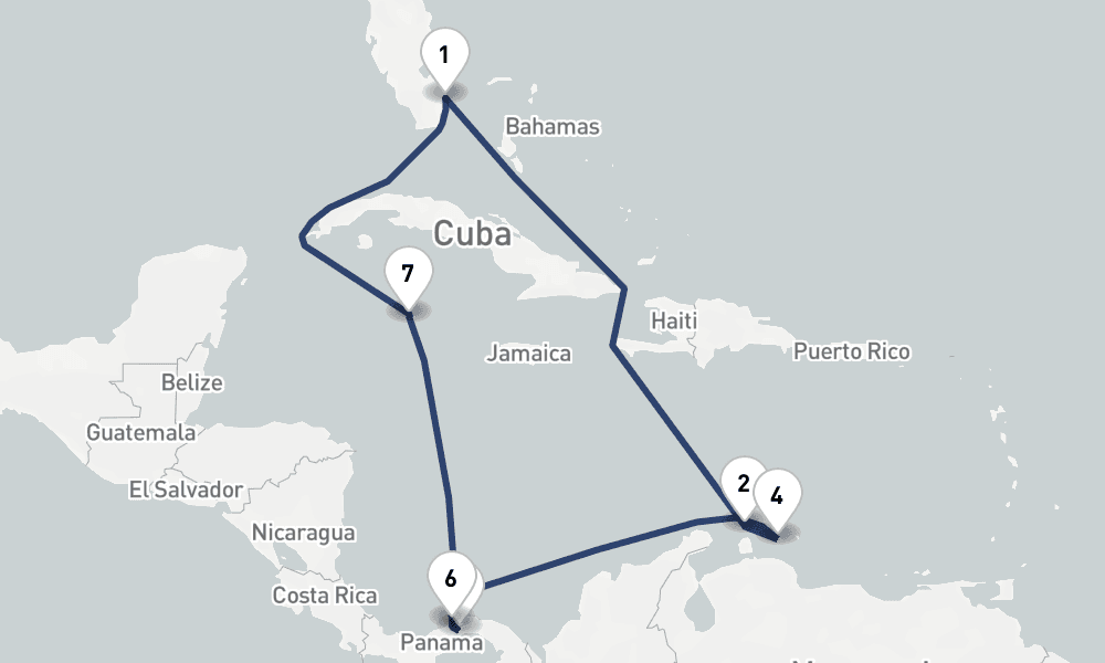11 days, round-trip Panama Canal Southern Caribbean 12日間