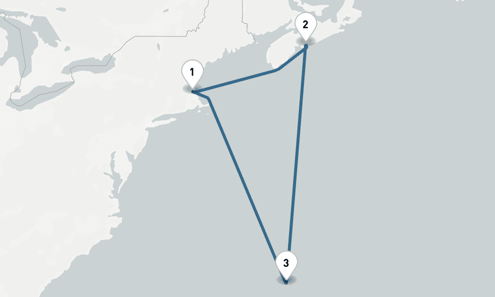 7 days, round-trip Bermuda Round-Trip Boston Halifax Bermuda 8日間