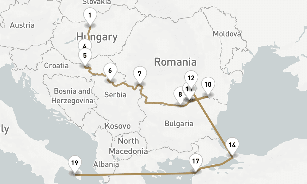 16 nights / 17 days, one-way from Budapest to Istanbul