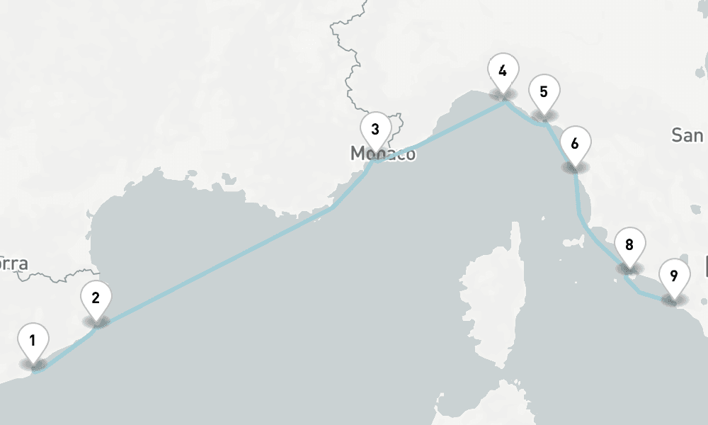 8 nights / 9 days, one-way from Barcelona to Civitavecchia (Rome, Italy)