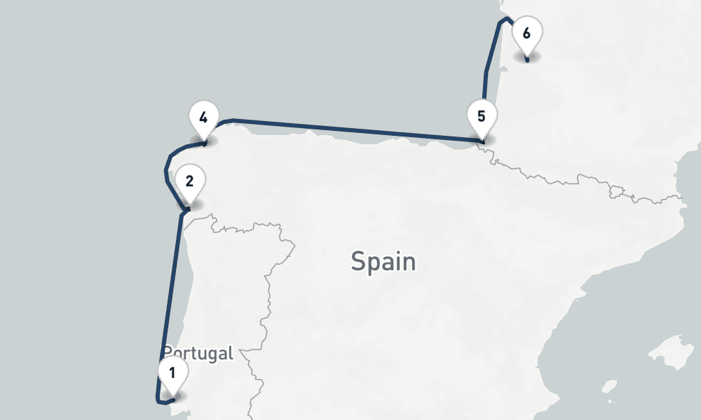 8 nights / 9 days, one-way from Lisbon to Bordeaux