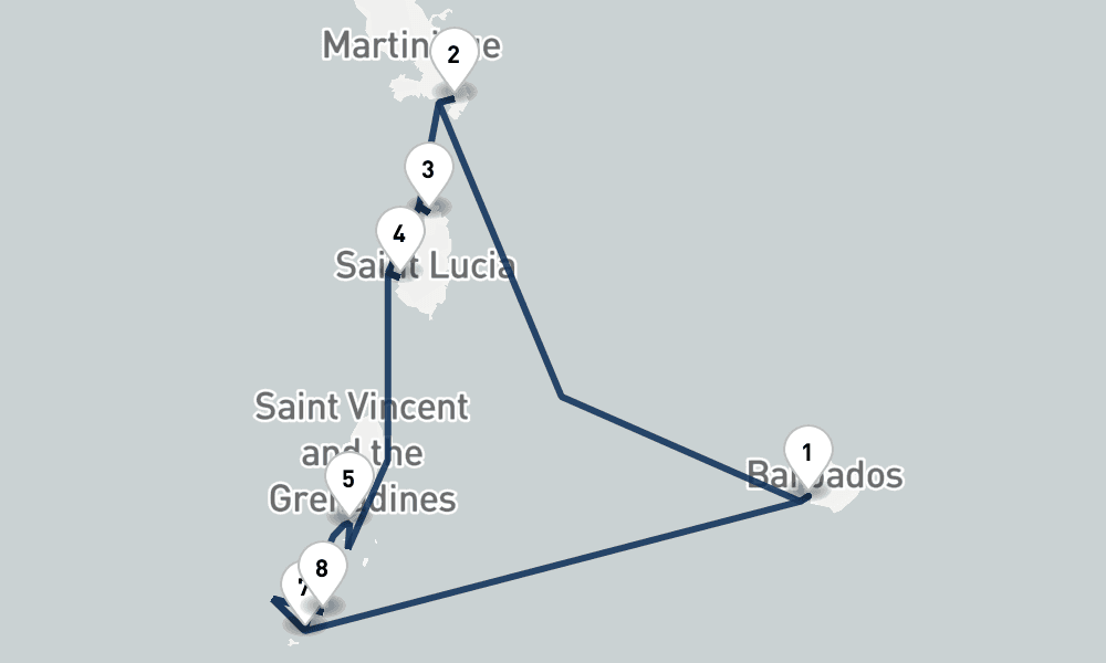 7 days, round-trip The Glorious Grenadines 8日間