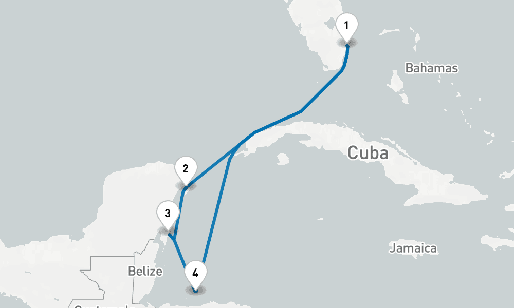 7 days, round-trip Western Caribbean with Mexico 8日間