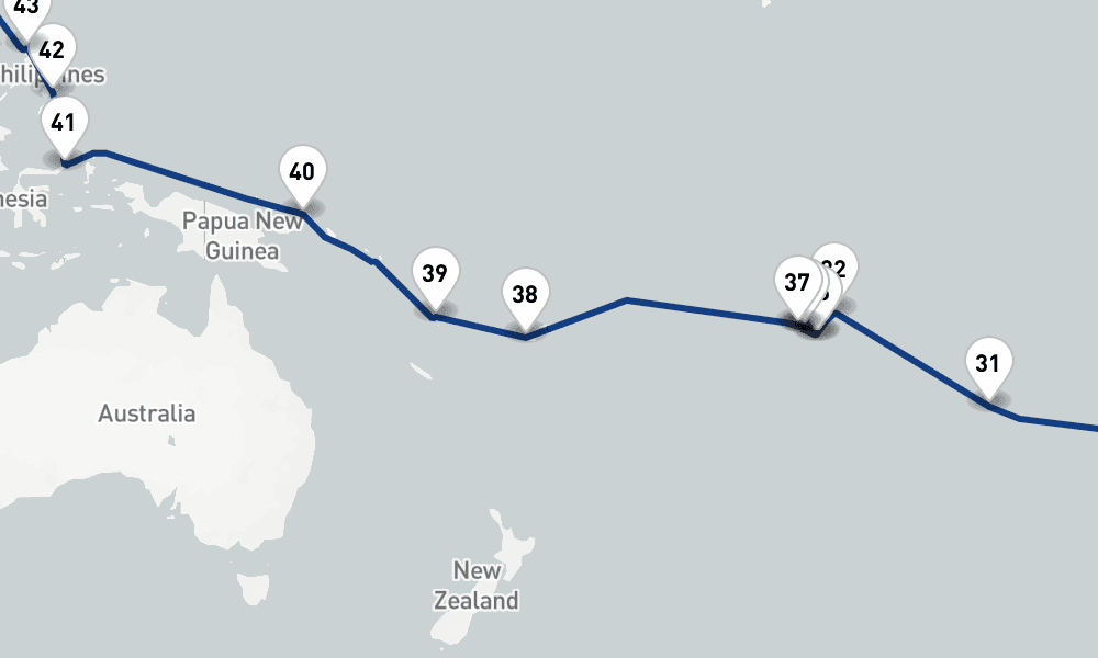 126 days, one-way from Hamburg to Yokohama 127日間