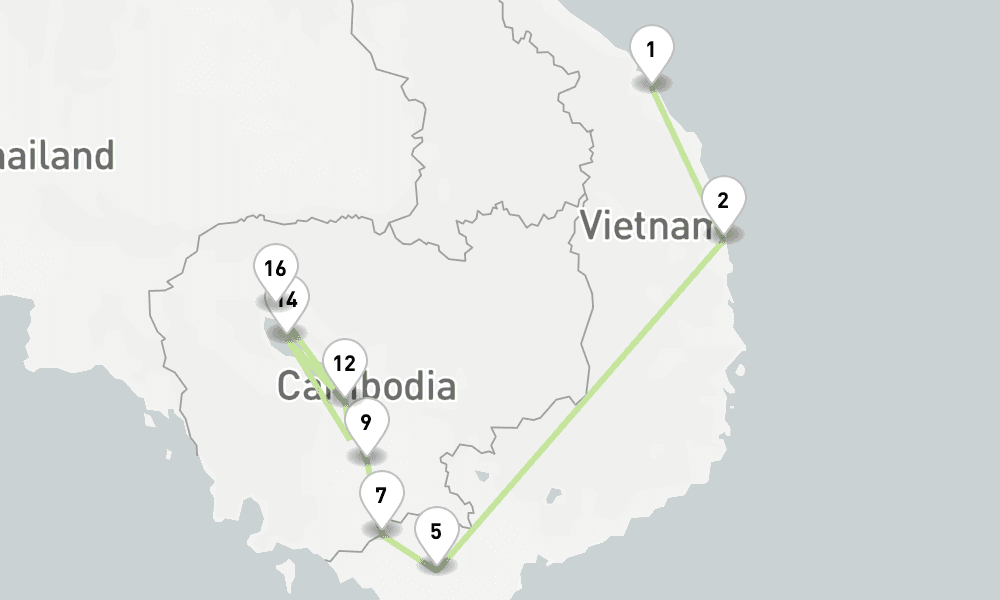 8 days, one-way from Hoi An to Siem Reap 9日間