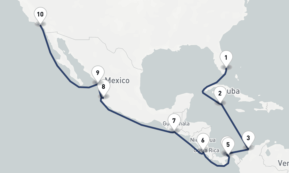 17 days, one-way from Fort Lauderdale to Los Angeles 18日間