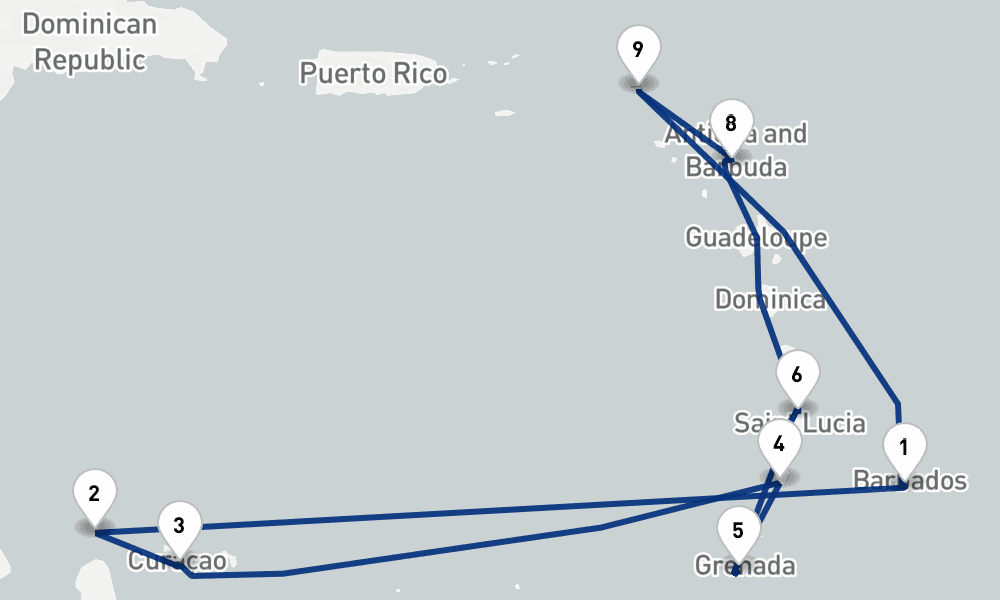 14 nights / 15 days, Bridgetown (Barbados) Round trip