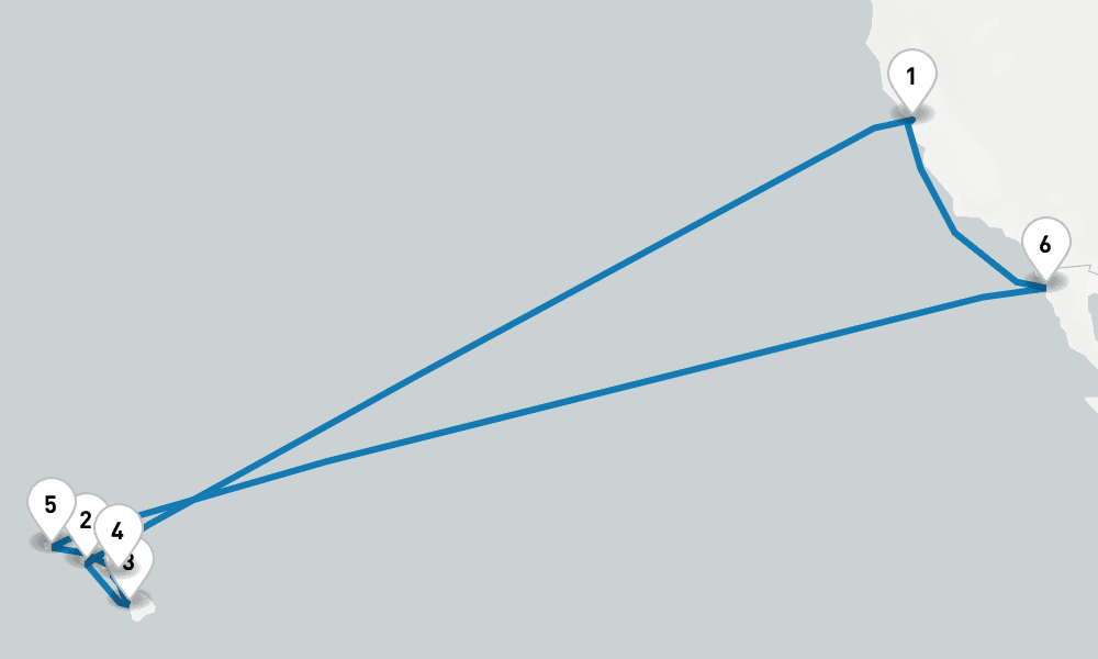 16 days, round-trip Hawaiian Islands 17日間
