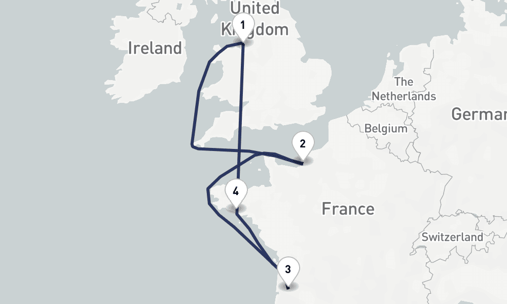 8 days, round-trip Harbours Vineyards of France 9日間
