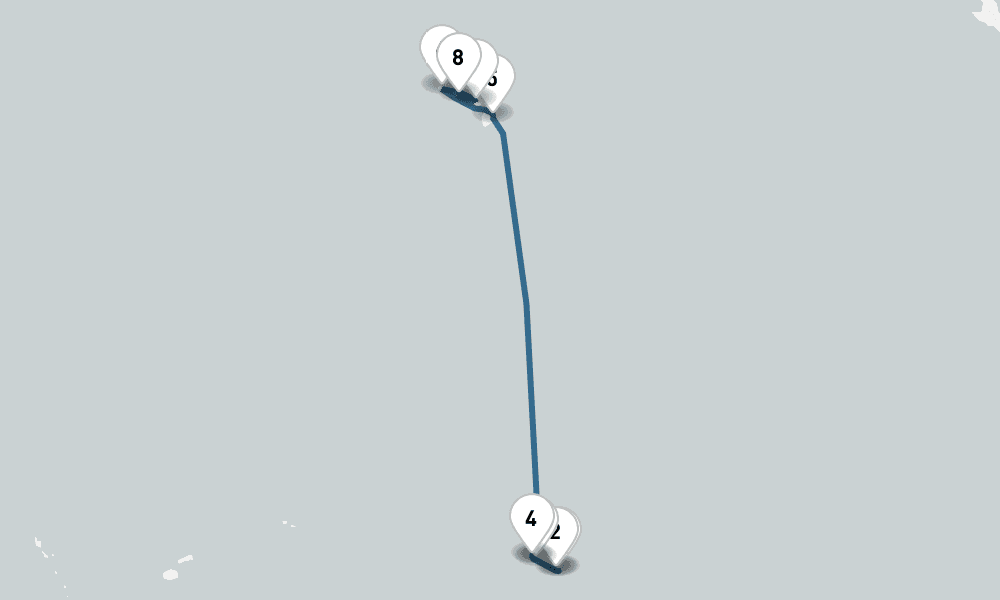 12 days, one-way from Papeete to Honolulu 13日間