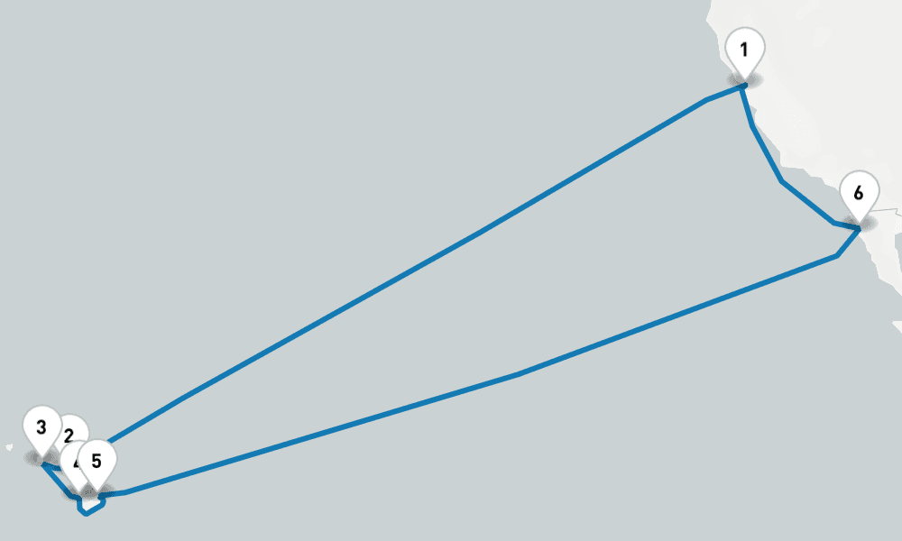 16 days, round-trip Hawaiian Islands 17日間