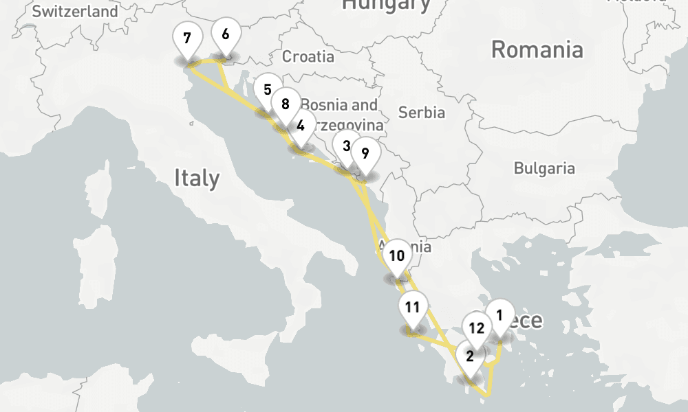14 days, round-trip Adriatic Grecian Gems 15日間