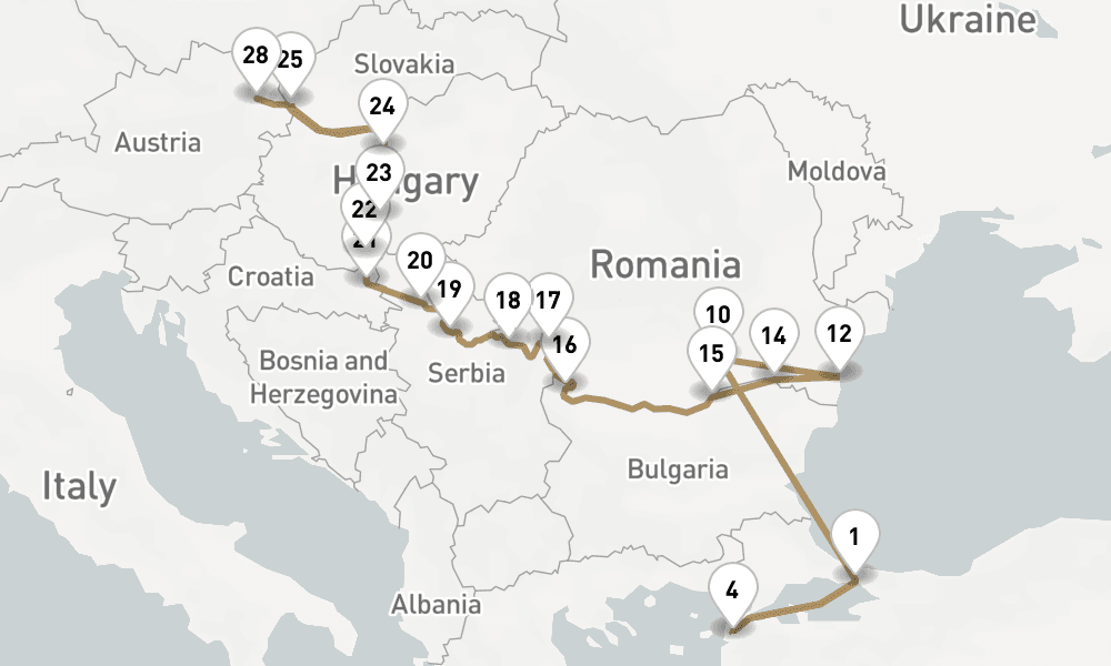 23 days, one-way from Istanbul to Vienna 24日間