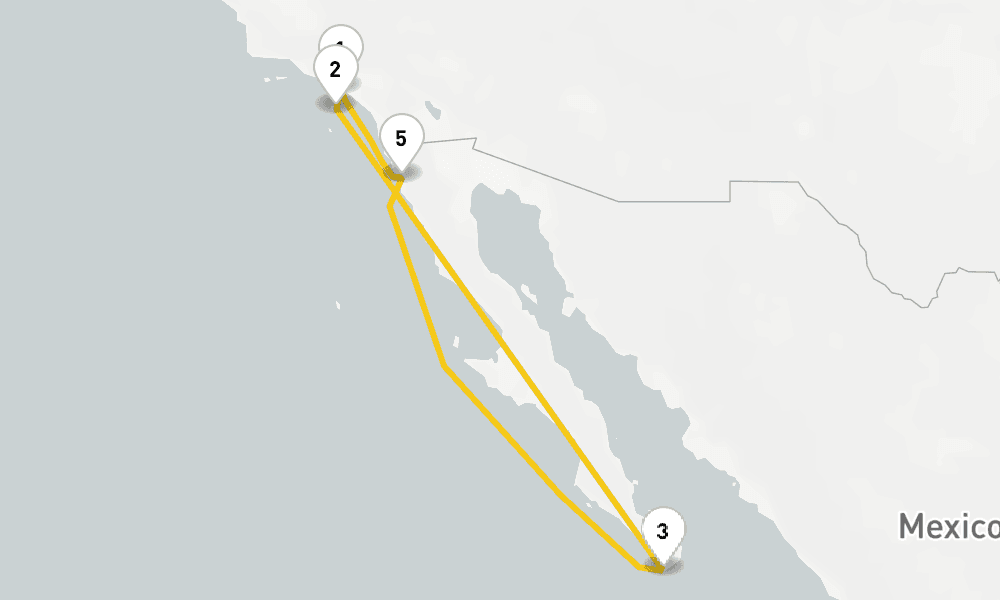 7 days, round-trip Cabo Overnight Catalina Ensenada 8日間