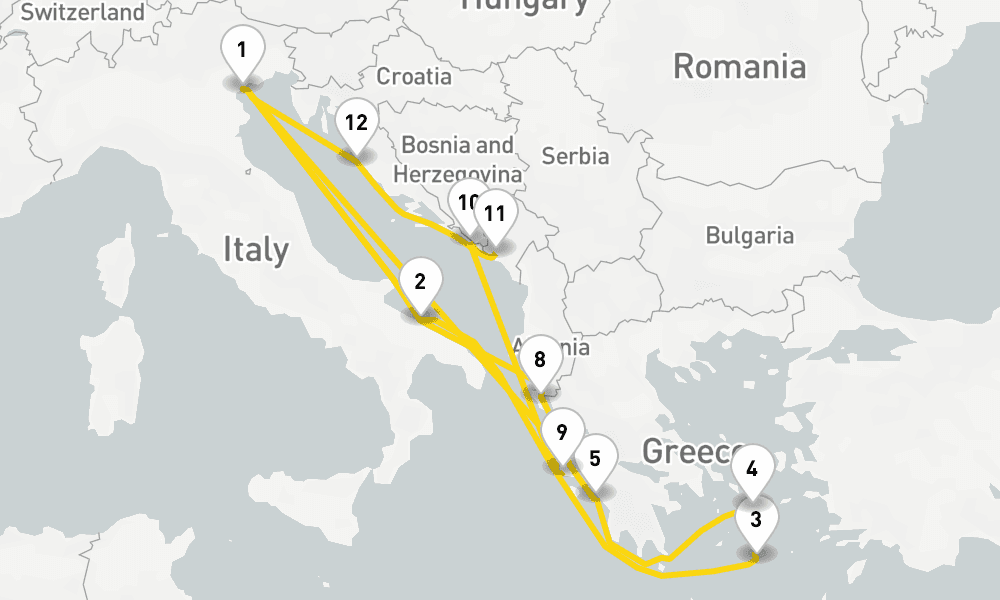 14 days, round-trip Eastern Mediterranean from Marghera Venice 15日間