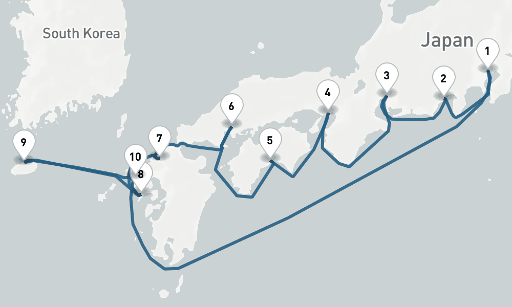 11 days, round-trip Japan Round-Trip Tokyo Kochi, Osaka, Jeju Nagoya 12日間