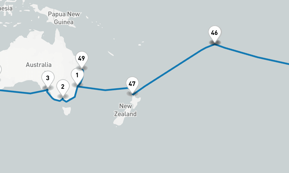117 days, one-way from Sydney to Brisbane 118日間