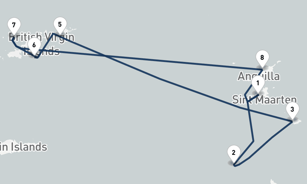 7 days, round-trip St. Barths Caribbean Gems 8日間