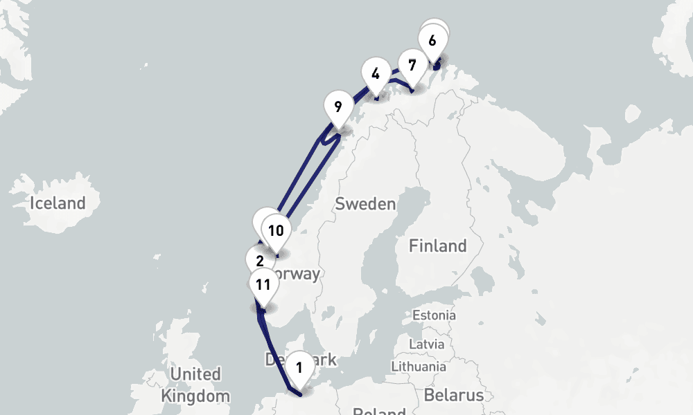 15 days, round-trip Norwegian Fjords 16日間