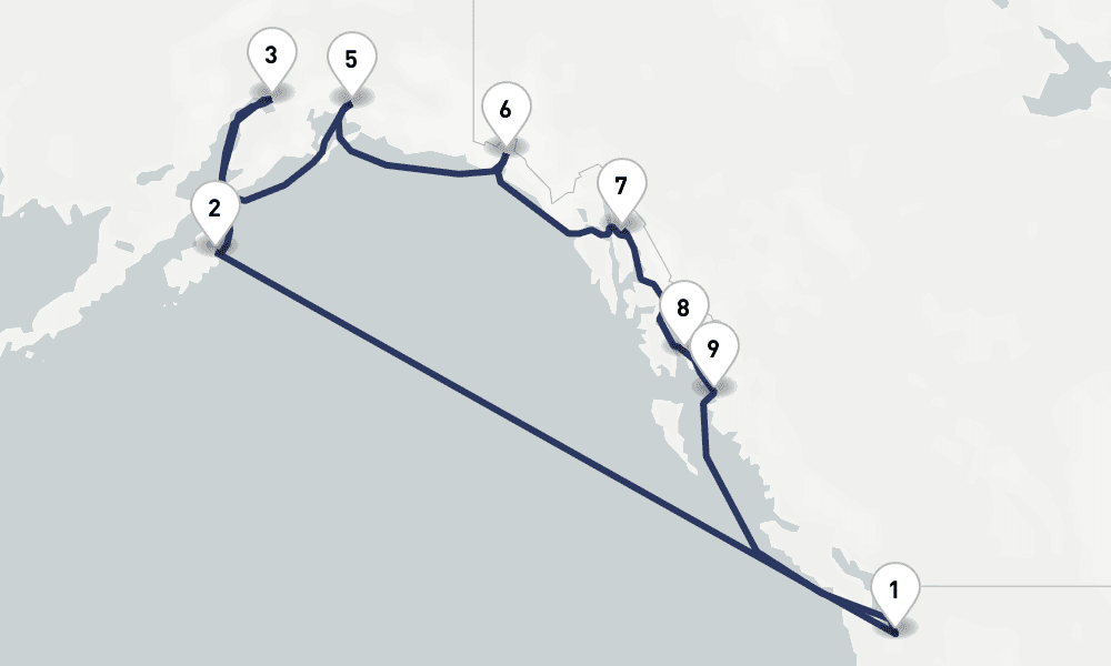 14 days, round-trip Great Alaska Explorer 15日間