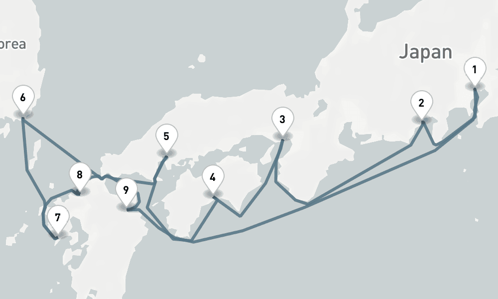 11 days, round-trip Way Of The Bushido Tokyo To Tokyo 12日間