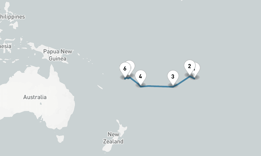 10 days, one-way from Papeete to Lautoka 11日間