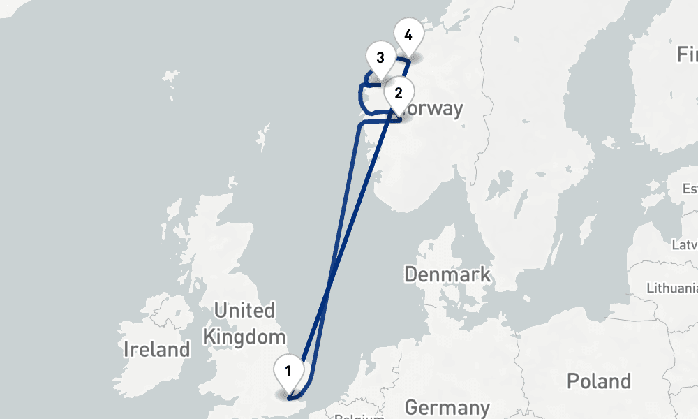 9 nights / 10 days, Tilbury (London, England) Round trip