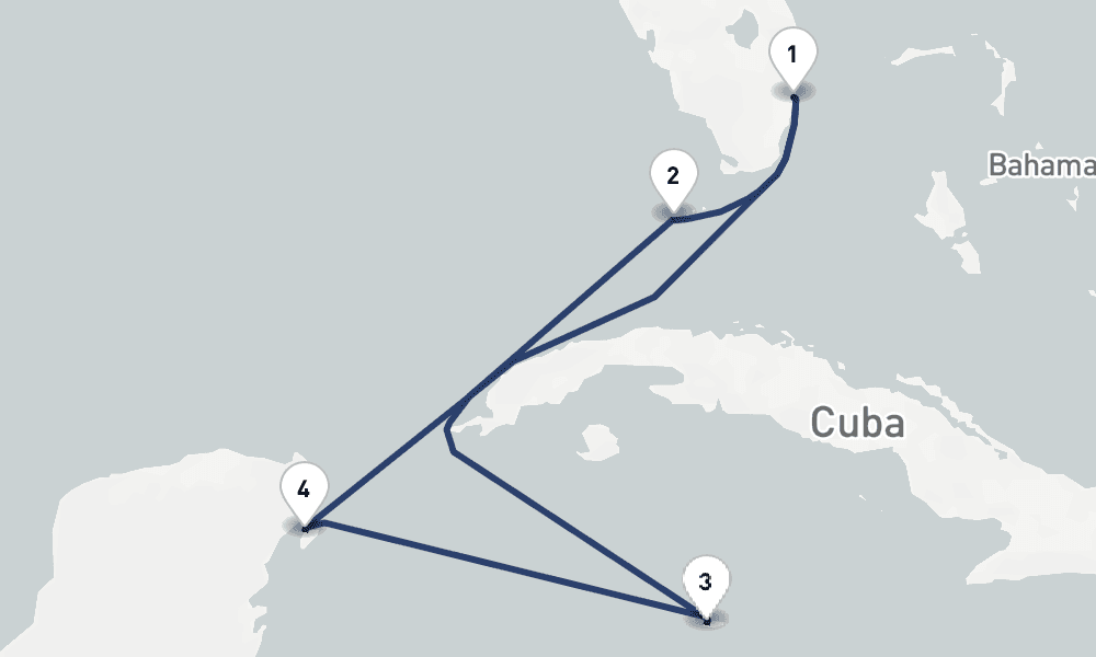6 days, round-trip Grand Cayman, Mexico Key West 7日間