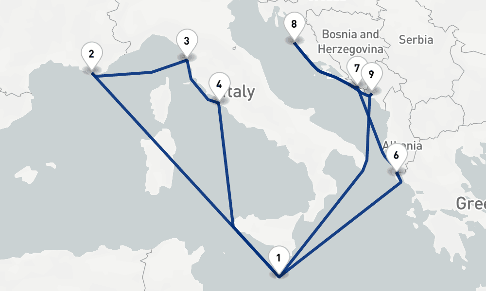 14 nights / 15 days, Valletta Round trip