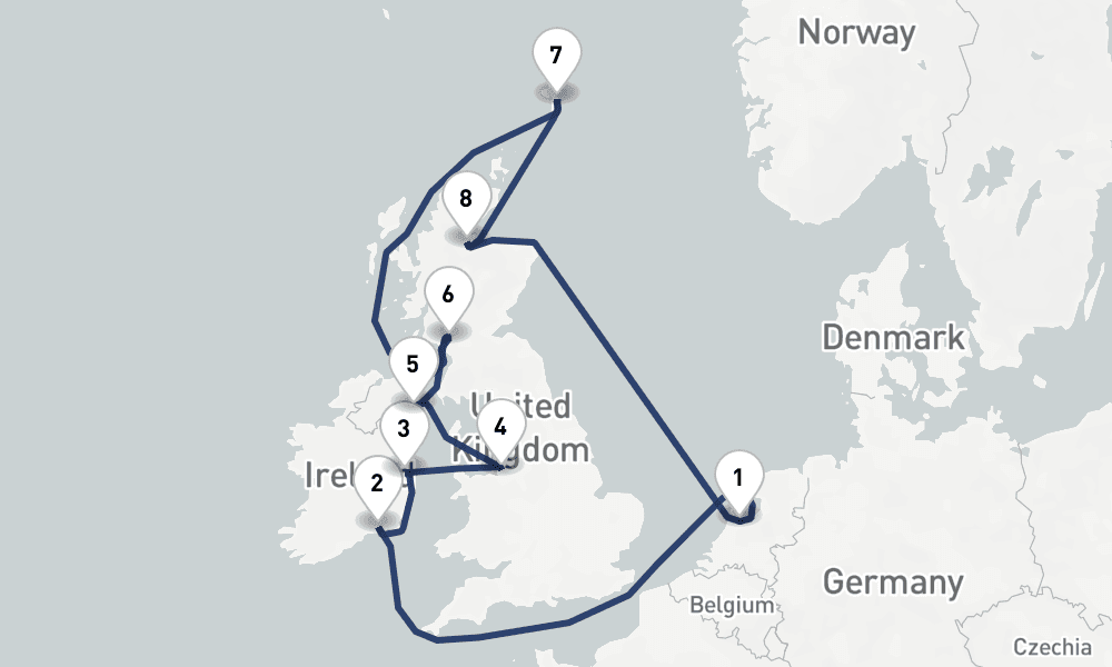 12 days, round-trip British Isles 13日間