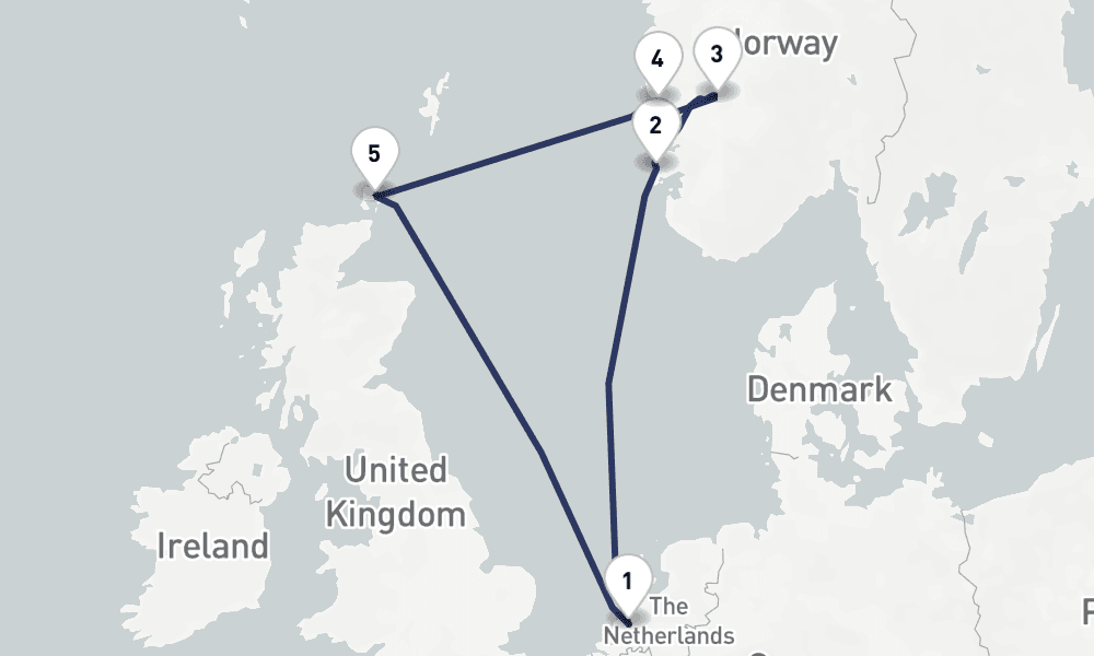7 days, round-trip Norwegian Fjords With Sccotland 8日間