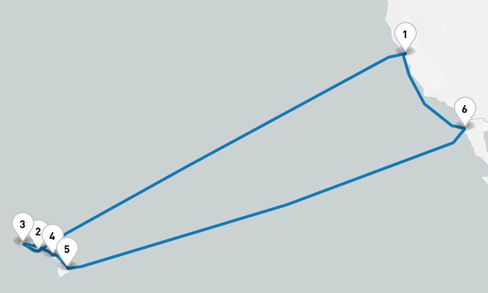 16 days, round-trip Hawaiian Islands 17日間